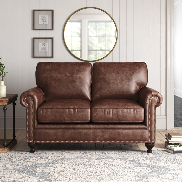 Harrison 61 Leather Loveseat Birch Lane Leather Type Bruno Canyon Genuine Leather